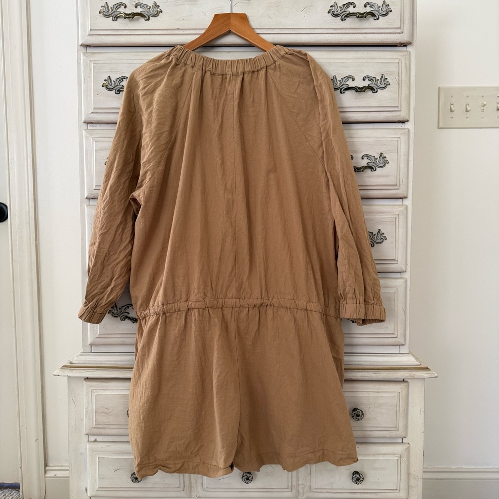 Tan Boho Cotton Pocketed Romper - Picture 2 of 5